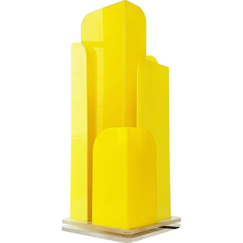 Yellow table lamp in plexiglas