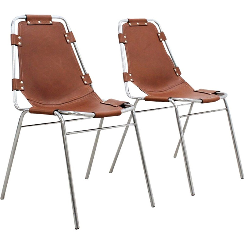 Set of 2 vintage chairs "Les Arcs" for Charlotte Perriand