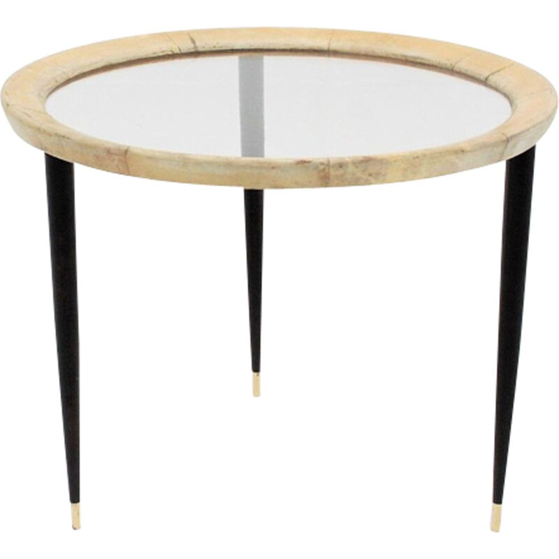 Table basse vintage ronde italienne par Aldo Tura