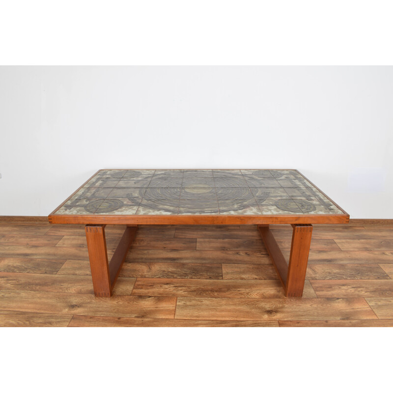 Vintage Danish teak with ceramic tiles coffee table by Ox-Art for Trioh