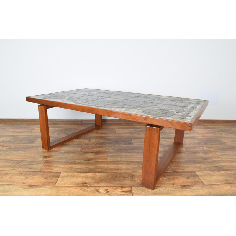 Vintage Danish teak with ceramic tiles coffee table by Ox-Art for Trioh