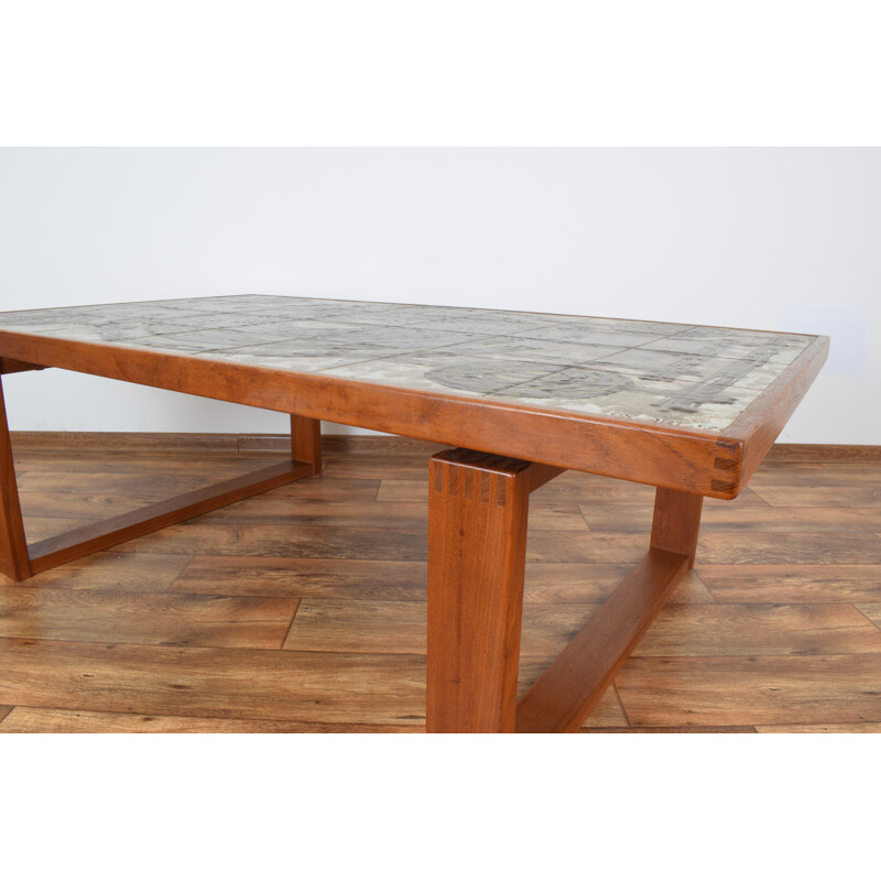 Vintage Danish teak with ceramic tiles coffee table by Ox-Art for Trioh