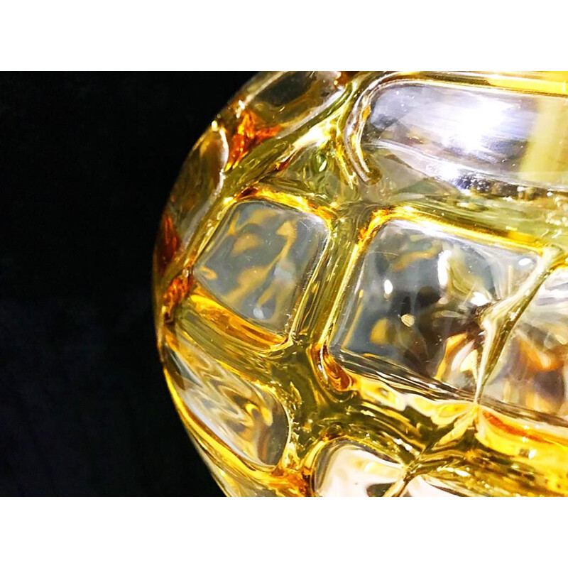 Suspension vintage globe en verre bicolore Mazzega