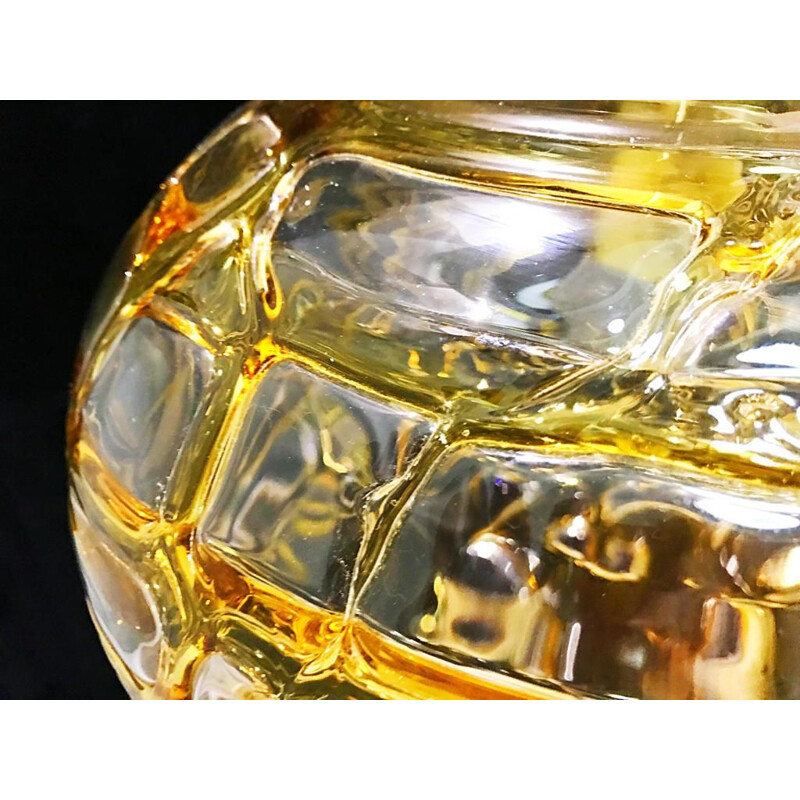 Suspension vintage globe en verre bicolore Mazzega