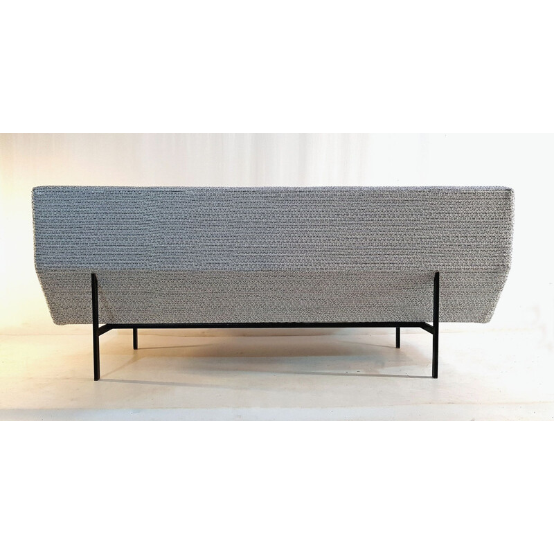 Vintage black and white sofa with iron brass details, Italy 1950