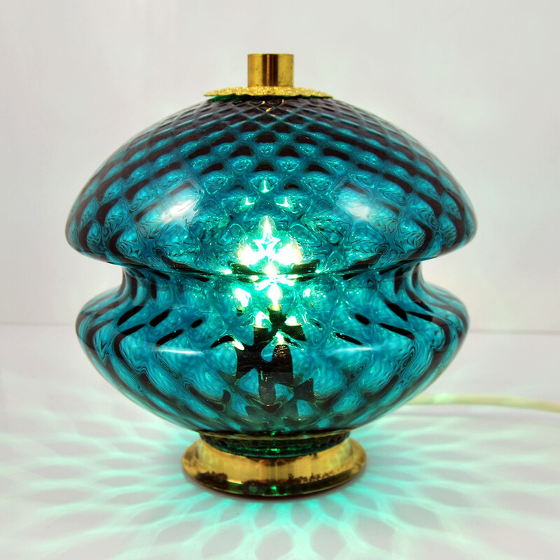 Vintage blue lamp "T310  01" by Jablonecké Sklárny Desná