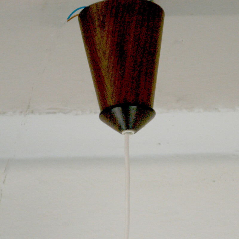 Vintage pendant lamp in teak and cord by Temde