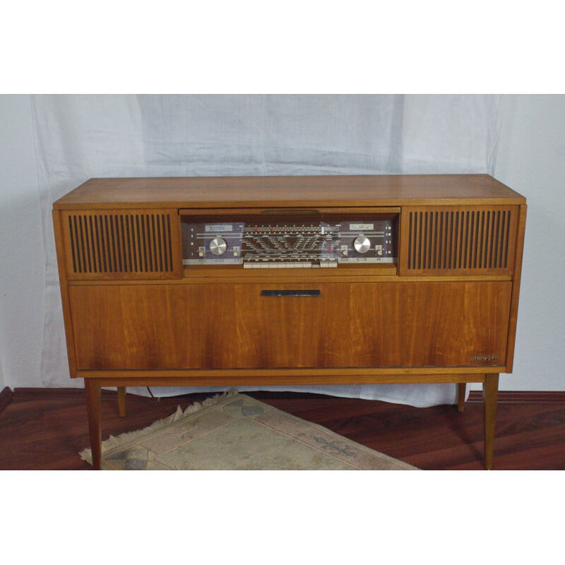 Vintage music cabinet "52225" in walnut by Loewe
