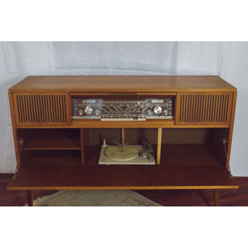 Vintage music cabinet "52225" in walnut by Loewe