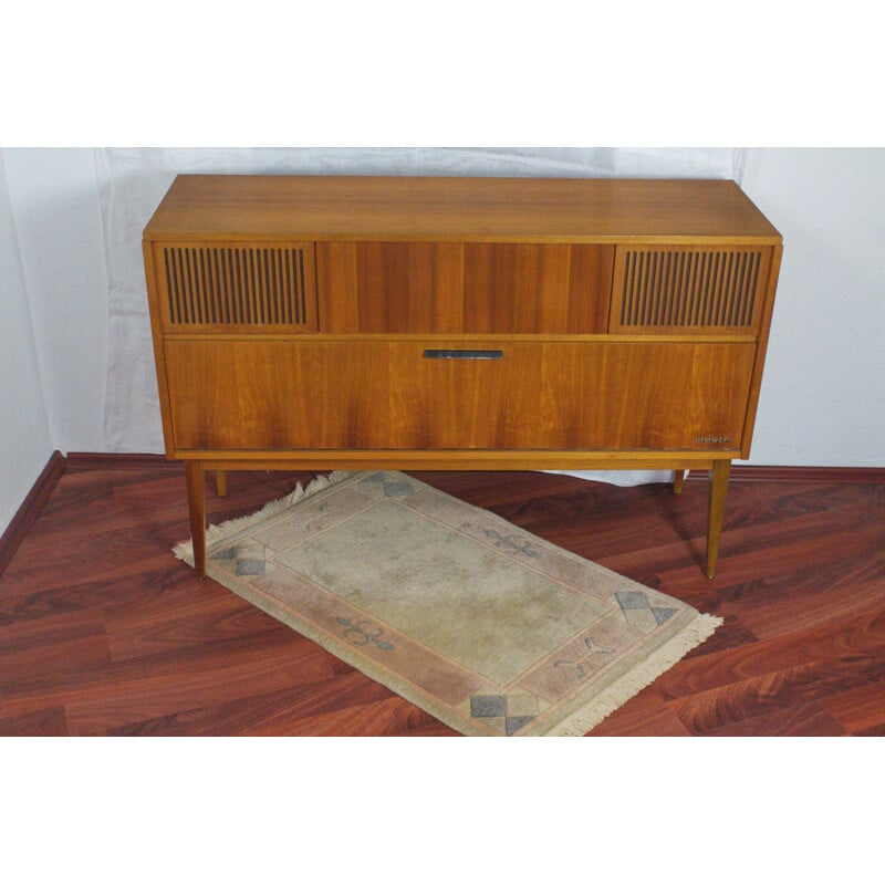 Vintage music cabinet "52225" in walnut by Loewe