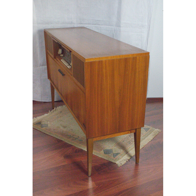 Vintage music cabinet "52225" in walnut by Loewe