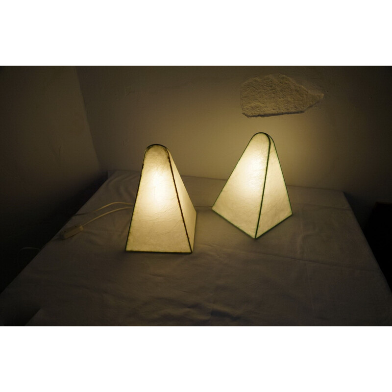 Set of 2 vintage cocoon lamps by Fritz Wauer for Goldkant