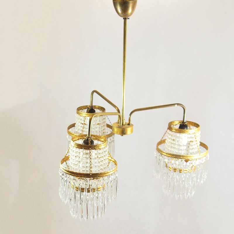 Vintage Czech crystal chandelier by Kamenický Šenov