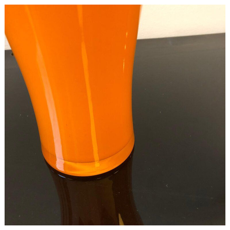 Vase vintage en verre italien de Murano orange par V. Nason