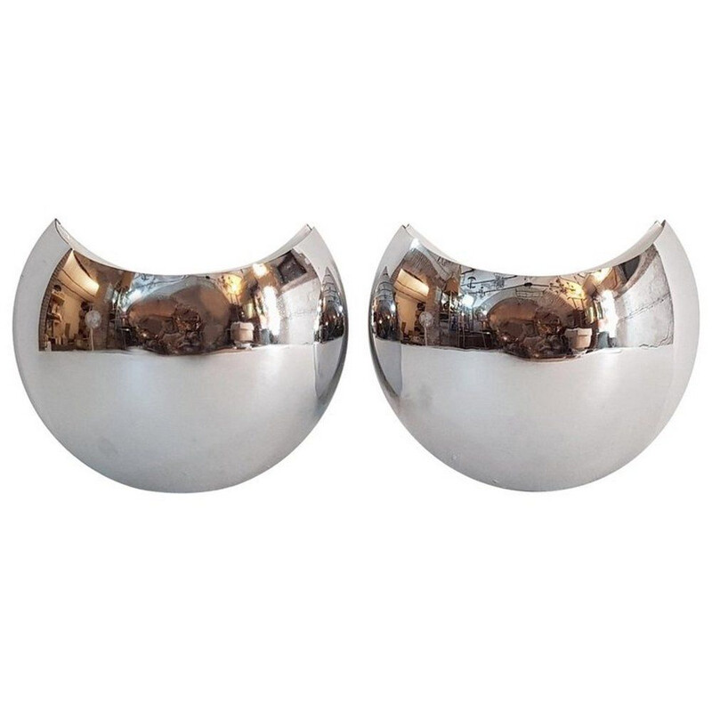 Set of 2 vintage chrome wall lamps