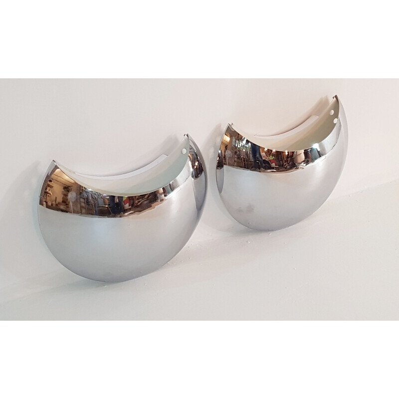 Set of 2 vintage chrome wall lamps