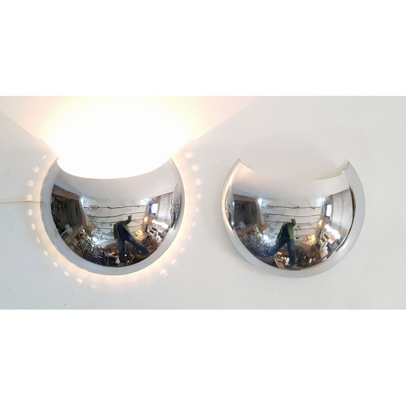 Set of 2 vintage chrome wall lamps