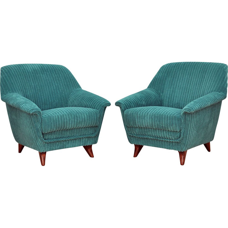 Set of 2 vintage green armchairs