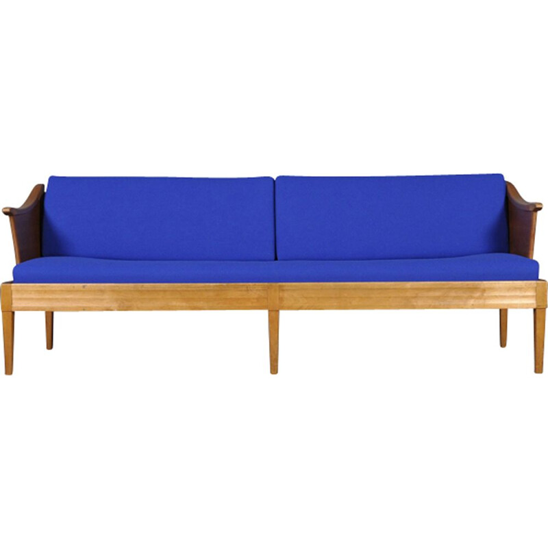 Vintage Stora Stalen blue sofa by Carl Malmsten