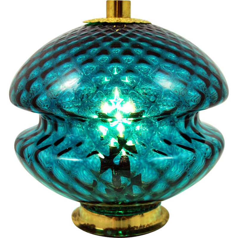 Vintage blue lamp "T310  01" by Jablonecké Sklárny Desná