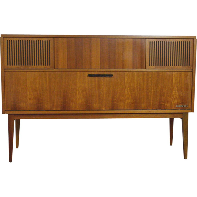 Vintage music cabinet "52225" in walnut by Loewe