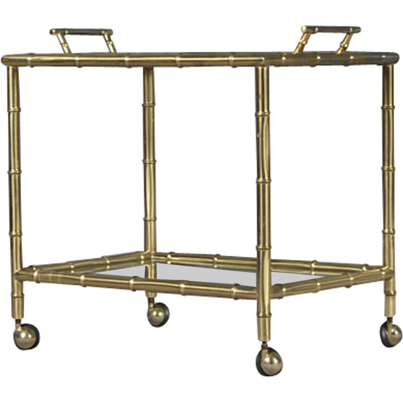 Vintage Italian faux bamboo bar cart with removable tray