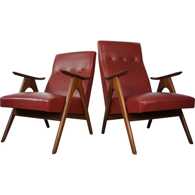 Set of 2 vintage armchairs by Louis Van Teeffelen for Webe