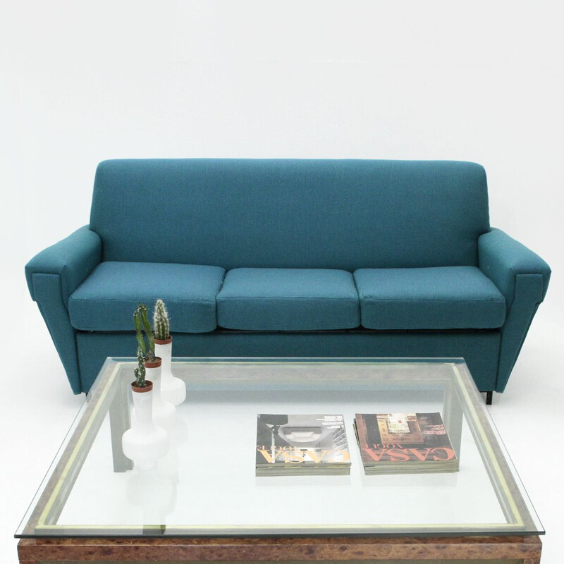 Vintage Italian blue 3-seater sofa