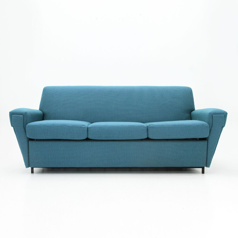 Vintage Italian blue 3-seater sofa