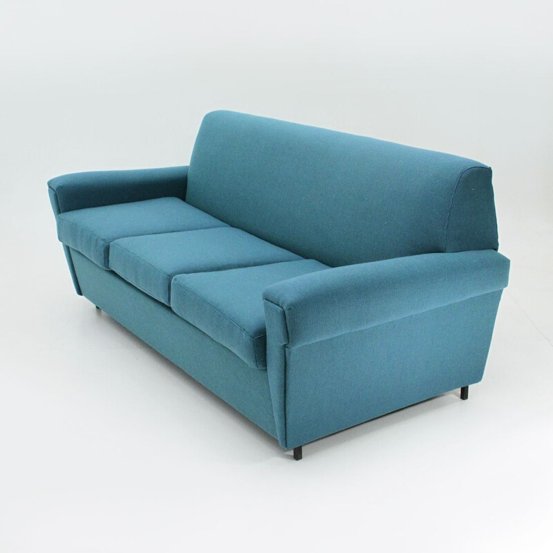 Vintage Italian blue 3-seater sofa