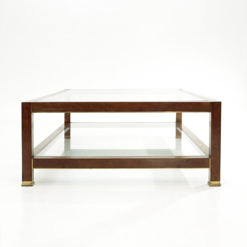 Vintage Italian coffee table in brass and briar