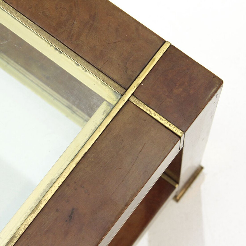 Vintage Italian coffee table in brass and briar