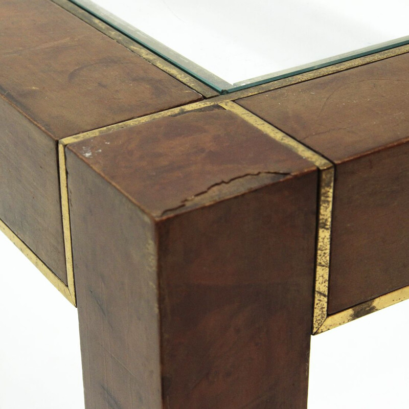 Vintage Italian coffee table in brass and briar