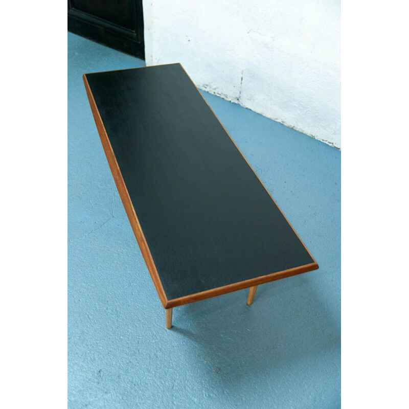 Vintage coffee table in teak with black top