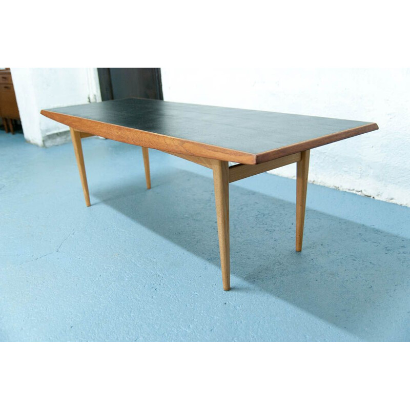 Vintage coffee table in teak with black top