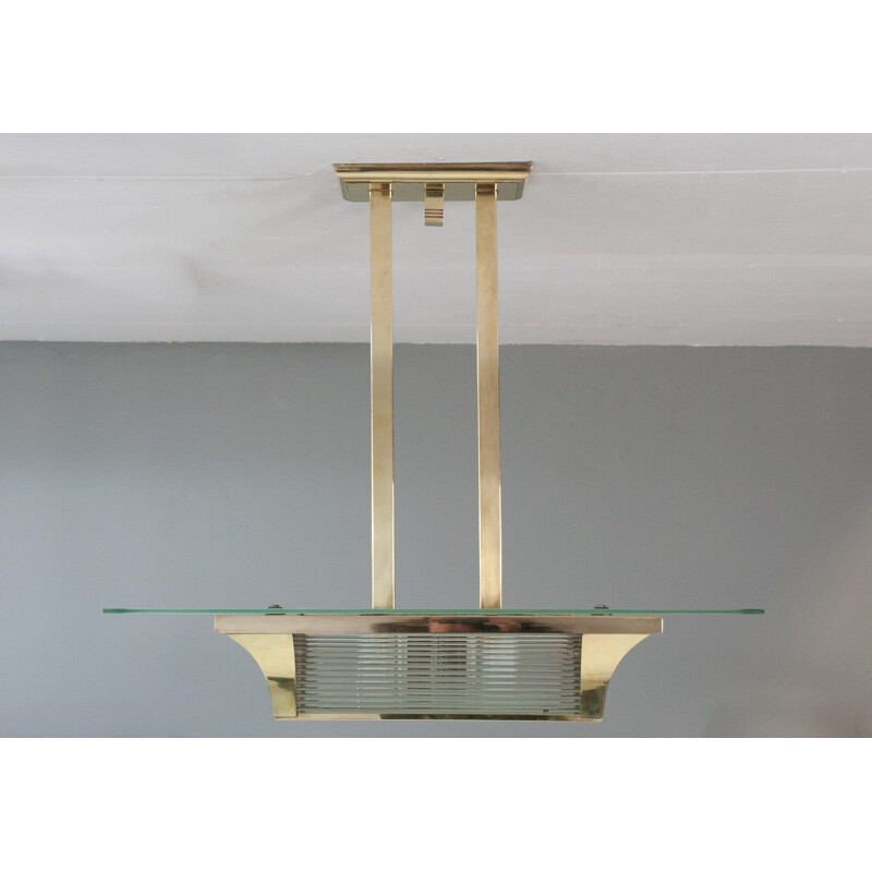 Vintage ceiling lamp in brass by Atelier Petitot