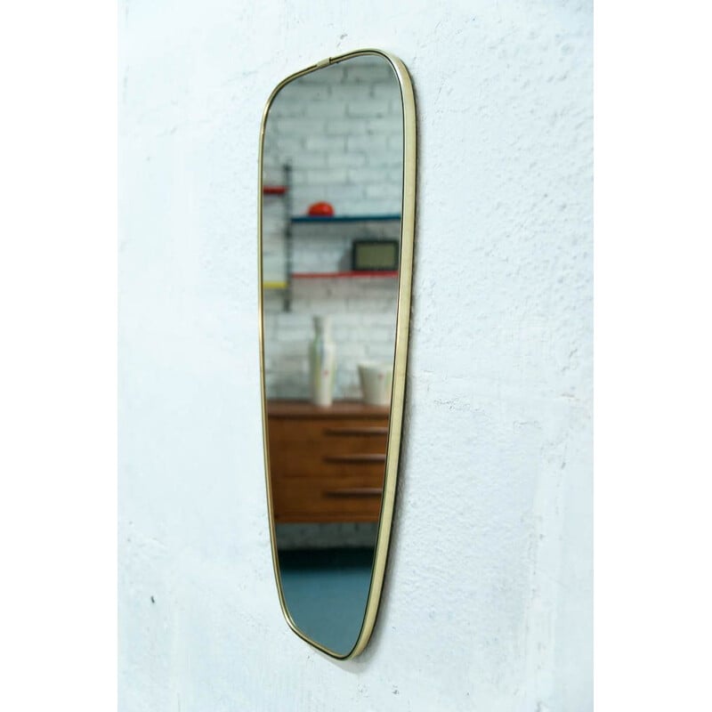 Grand miroir vintage en laiton doré