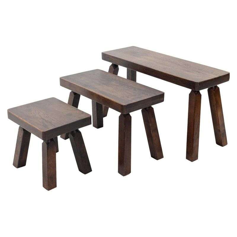 Set of vintage nesting tables in solid oak