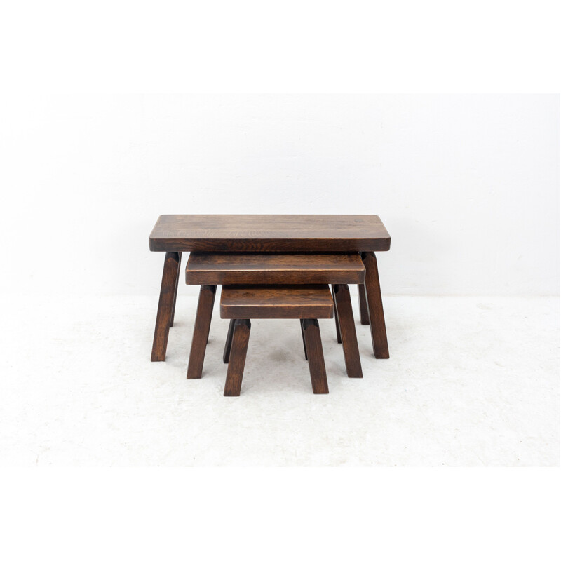 Set of vintage nesting tables in solid oak