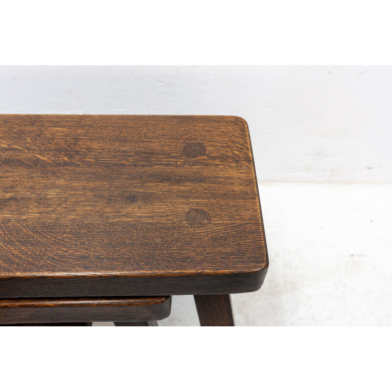 Set of vintage nesting tables in solid oak