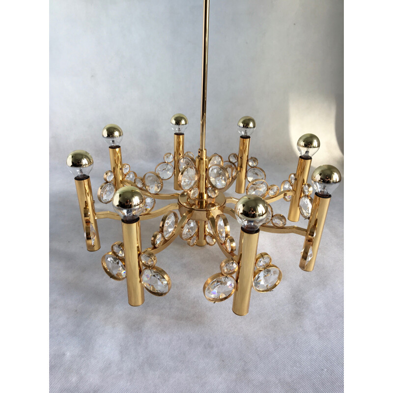 Vintage 8-arm chandelier in golden brass