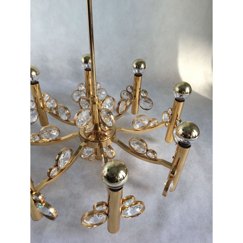 Vintage 8-arm chandelier in golden brass