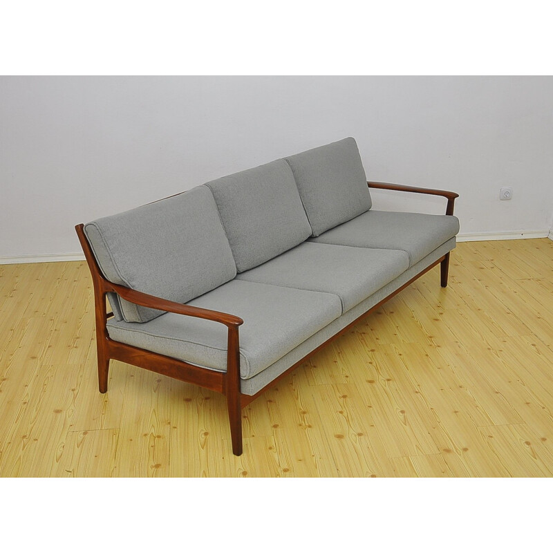 Vintage grey fabric Danish sofa