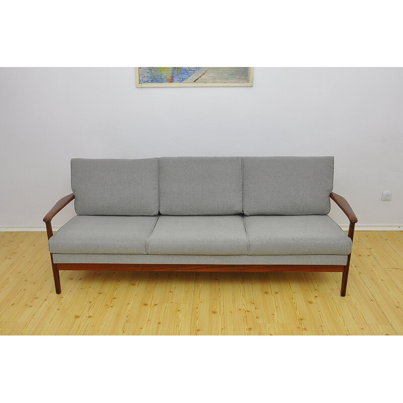 Vintage grey fabric Danish sofa