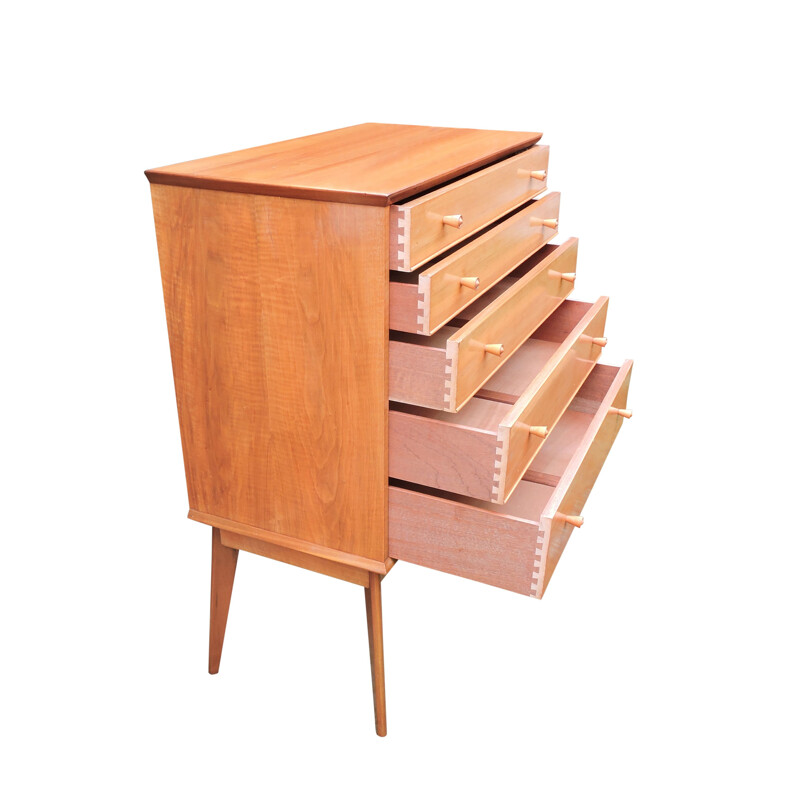 Vintage teak and walnut chest of drawers by Alfred Cox