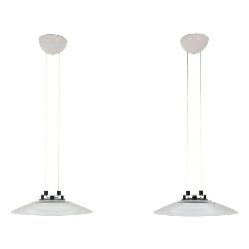 Pair of vintage suspension lamps by Peil and Putzler