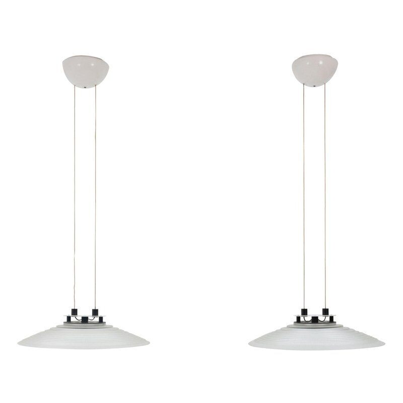 Pair of vintage suspension lamps by Peil and Putzler