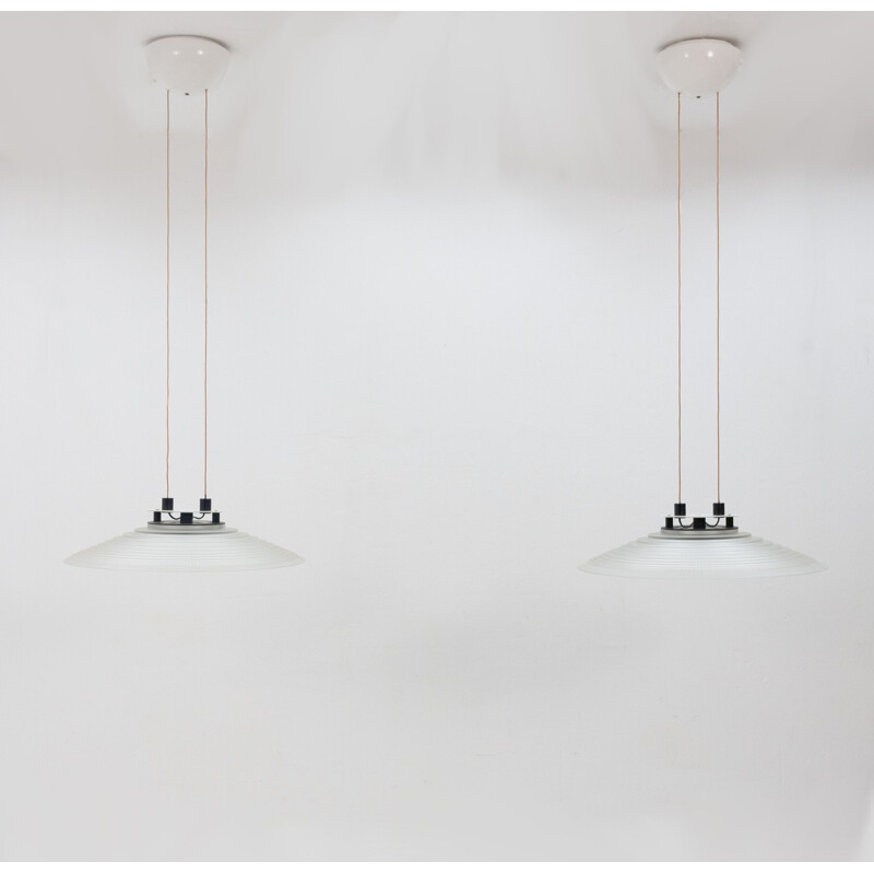Pair of vintage suspension lamps by Peil and Putzler
