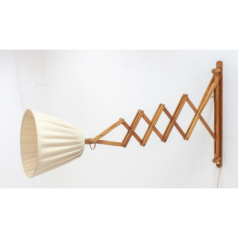 Vintage Danish scissor wall lamp in wood 