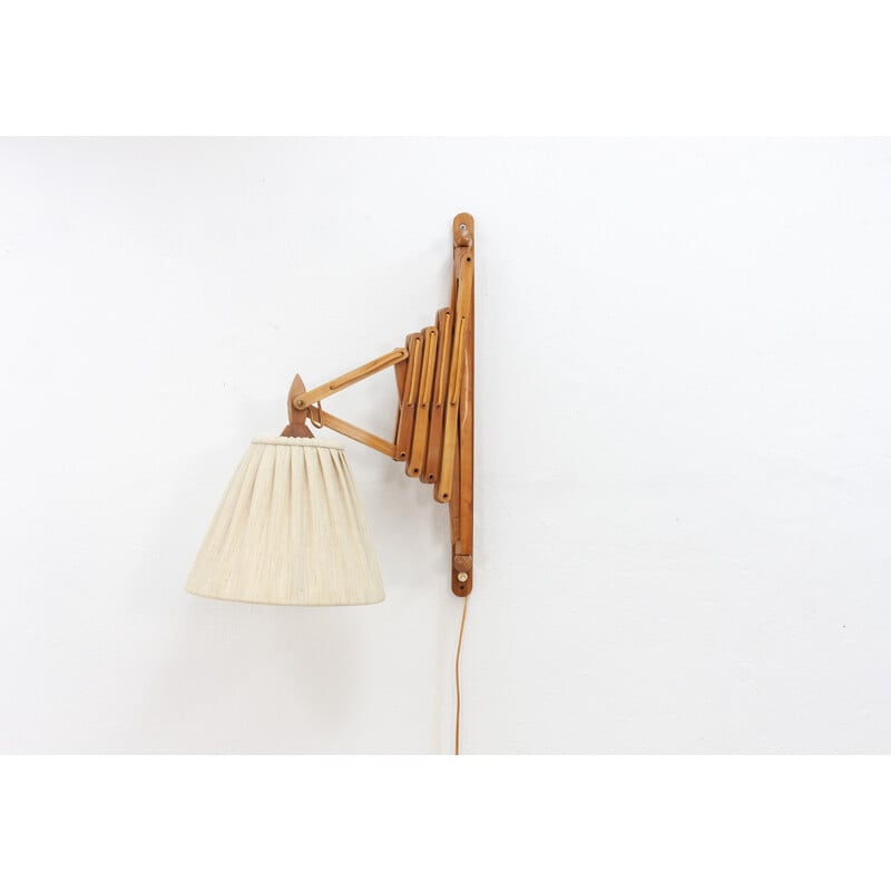 Vintage Danish scissor wall lamp in wood 